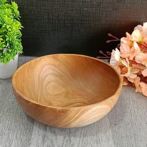 Bol de service rond en bois naturel rustique, classique, fait à la main, avec poignée en corde, écologique, petit bol à fruits - Product Image 2