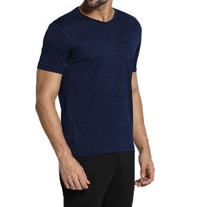 T-shirts vierges marine chiné pour hommes, 100% coton peigné, toucher doux, tissu mélangé, vente en gros, personnalisation par broderie, fabricants - Product Image 3