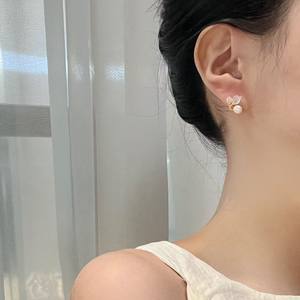 Boucles d'oreilles vintage pour femmes avec zircon et perles d'eau douce naturelles, aiguilles en argent tendance, style original et doux - Product Image 4