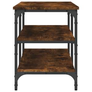 Banc à chaussures de taille moyenne en bois d'ingénierie chêne fumé avec étagère à chaussures en métal au design moderne - Product Image 6