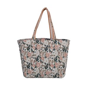 Sac fourre-tout matelassé en coton imprimé à la main de Jaipur, avec fermeture éclair et bandoulière réglable - Product Image 1