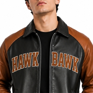 Veste universitaire premium pour homme avec imprimé Hawk Bawk, fermeture éclair sur le devant, style décontracté, coupe confortable, coutures de qualité, tricot côtelé pour femme - Product Image 4