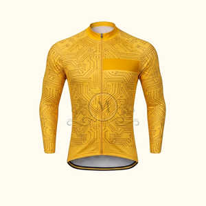 Ensemble de maillot de cyclisme pour hommes, manches longues, orange et noir, vêtements de vélo de route respirants à séchage rapide - Product Image 6