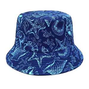 Sombrero de Pescador Unisex, Blanco y Negro, con Estampado de Vida Marina, Lona de Poliéster, Casual, para Playa, Primavera, Verano, Adultos - Product Image 5