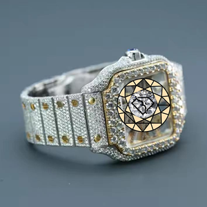 <b>Square</b> Carters Style Mossinate Stainless Steel 6Color 46mm Roman Numeral Dial Diamond <b>Set</b> Custom Quartz Watch - Product Image 4