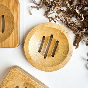 Curio Craft <b>Bamboo</b> Round <b>Soap</b> <b>Dish</b> Modern Minimalist Design with Drain Slots Easy to Clean Bathroom Accessory - Product Image 6