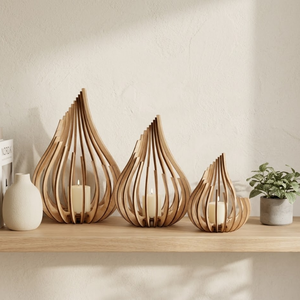 Lanternes en bois de bouleau naturel, style bohème, découpées au laser, décor d'ombre, centre de table, porte-bougie en bois pour la maison, les mariages et la décoration de cadeaux - Product Image 2