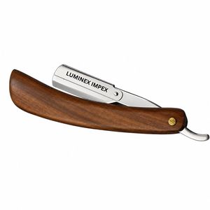 Luminex Impex Straight Edge Razor Wooden Handle Barber Shaving Razor With Replaceable Blade OEM - Product Image 2