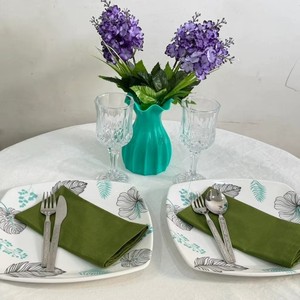 Serviettes de table carrées de qualité supérieure, 100% coton, imprimées à la main, écologiques, réutilisables, lavables en machine, 10 pièces, 16x16 pouces - Product Image 4
