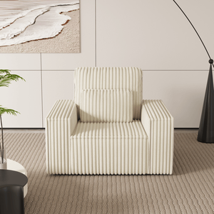 Fauteuil en velours côtelé écologique pour coins douillets avec coussin décoratif - Product Image 3