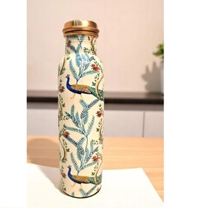 Enamel Printed Copper <b>Bottle</b> Pure & Handmade Copper <b>Water</b> <b>Bottles</b> Manufacturer Travelling <b>Water</b> Storage <b>Bottles</b> with Lid - Product Image 1