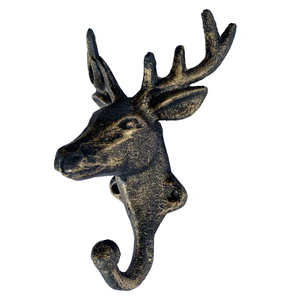Wholesale Decorative Animal <b>Hooks</b> Heavy Duty Cast Metal Deer Antler Hanger Retro Gold Patina Finish Metal <b>Wall</b> <b>Hook</b> Coats & Hats - Product Image 2