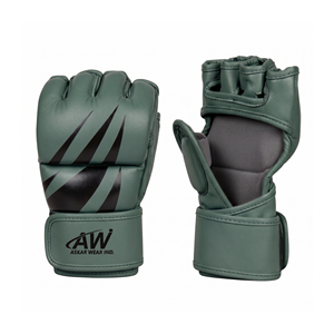 Askar Wear Ind. Gants de MMA demi-doigts en cuir PU avec support de poignet Velcro pour l'entraînement aux arts martiaux - Product Image 1