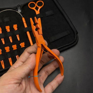 Kit d'outils pour extensions de cheveux en acier inoxydable couleur orange avec logo personnalisé, best-seller, comprend des pinces pour extensions de cheveux humains - Product Image 3