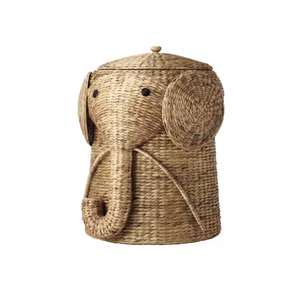 Cestas de lavandería creativas con forma de elefante, tejidas con tapa, hechas de jacinto de agua natural, fabricadas en Vietnam. - Product Image 4