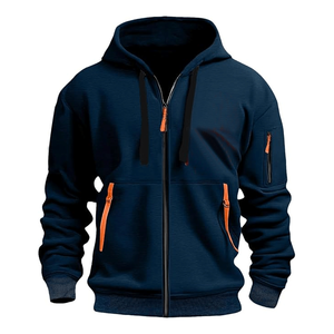 Top Notch Navy Blue Cotton Fleece Full <b>Zip</b> <b>Hoodies</b> Custom Printed Or Embroidered Logo Unisex <b>Zip</b> <b>Up</b> <b>Hoodies</b> For Winters - Product Image 1