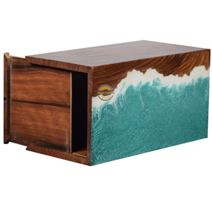 Vase en résine motif vague océanique, urne décorative unique en bois faite à la main, présentoir commémoratif en époxy pour cendres à domicile et au bureau par AYAANS - Product Image 6