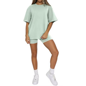 Ensemble T-shirt à manches courtes et col rond pour homme, coupe oversize, décontracté, respirant, 100 % coton tricoté, écologique, 320 g, finition lavée - Product Image 6