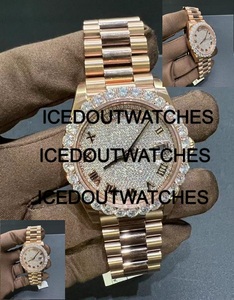 Reloj de Lujo Estilo Hip Hop con Incrustaciones de Moissanita en Acero Inoxidable y Esfera de Cristal para Hombre y Mujer - Product Image 4