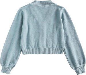 Cardigan blanc en tricot pour femme, col en V, manches longues, broderie florale, style vintage, haut d'automne - Product Image 3