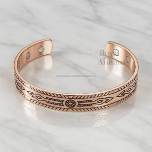 Trendy Antique Imitation <b>Copper</b> Cuff <b>Bracelet</b> Magnetic Therapy Wristband Eco-Friendly Handmade <b>for</b> <b>Men</b> & Women by Royal Artisans - Product Image 3