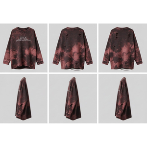 Camisetas de manga larga estilo nuevo con lavado ácido, de corte holgado y desgastado, para hombre, con marca personalizada, al por mayor - Product Image 6