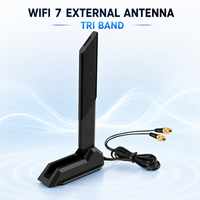 Antenne externe WiFi 7 tri-bande 2,4 GHz 5 GHz 6 GHz, double connecteur, base magnétique, pliable à 180 degrés pour routeur, carte PCIe