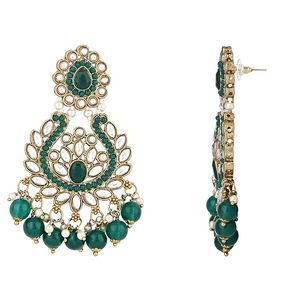 Conjunto de Joyería Étnica para Mujer, Collar Largo con Diseño de Flor en Aleación de Zinc Chapado en Oro Indio, Aretes y Pulsera con Cristales de Estrás - Product Image 4