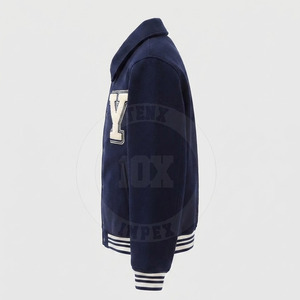 Low Moq Winter Jacket with Embroidered Details Contrast Sleeves Premium Quality Casual Letterman Jacket - Product Image 5