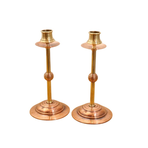 Set Of 2 Solid <b>Brass</b> <b>Candlesticks</b> Traditional Style Candle Holders Antique Gold Metal Home Decor Centerpieces On Sale - Product Image 5