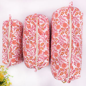 Juego de Bolsas de Cosméticos Acolchadas Reutilizables Hechas a Mano, Ecológicas, de Gran Capacidad, Bolsa de Maquillaje Portátil de Algodón con Cierre de Cremallera, a la Moda - Product Image 4