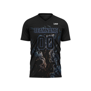ชุดเสื้อและกางเกงฟุตบอลชายแบบกำหนดเอง ชุดฟุตบอลพิมพ์ลายต้านเชื้อแบคทีเรีย พิมพ์ลายด้วยความร้อน คุณภาพสูง 100% - Product Image 4