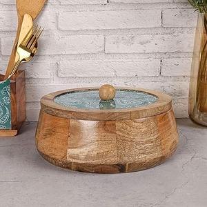 Caja de Cerámica para Roti con Tapa, Contenedor de Almacenamiento de Chapati con Estampado Floral, Calentador de Pan Aislado para la Mesa del Comedor - Product Image 5