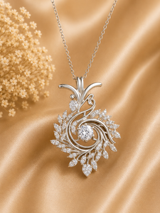 Collier pendentif diamant rond en or 18 carats, design ruban torsadé, bijoux fins élégants et luxueux, cadeau d'anniversaire pour femmes - Product Image 1