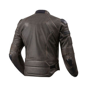 Custom Vintage Men Genuine <b>Leather</b> Motorcycle <b>Jacket</b> Protective CE Armor Biker Riding Gear Distressed Cowhide Racing Coat - Product Image 2