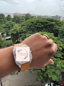 Montre Moissanite analogique automatique semi-sertie avec fonction date, style Hip Hop, boîtier en acier et bracelet en cuir, taille brillante - Product Image 2