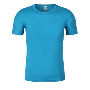 Men's Solid Blue Short Sleeve O-<b>Neck</b> <b>T</b>-<b>Shirt</b> Quick Dry Knitted Polyester Casual Fit Regular Length <b>High</b> Quality Men <b>T</b> <b>Shirt</b> - Product Image 3
