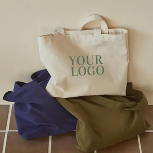 Sac fourre-tout en toile de coton couleur naturelle avec logo et taille personnalisés, idéal pour le shopping et les voyages - Product Image 2