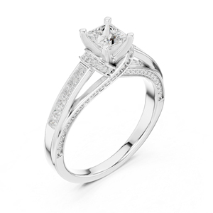 แหวนทองคำ 14K ทรงเจ้าหญิง ประดับเพชรทรงกลมเพาะเลี้ยงสำหรับผู้หญิง |   ของขวัญวันครบรอบ |   เพชรที่เพิ่งเพาะเลี้ยง - Product Image 4