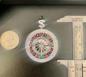 Colgante de rueda de ruleta de plata Iced-Out Cz Stones Colgante Personalizar Encanto hecho a mano Iced Out Diamond Pendant - Product Image 1