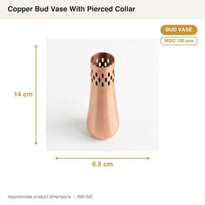 Jarrón de Cobre Satinado Hecho a Mano de 6.5 cm con Cuello Perforado, Decoración de Mesa para Hogar, Hotel o Boda - Product Image 4