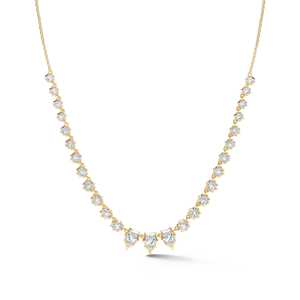 14K Gold Lab Grown Diamond Tennis <b>Necklace</b> Custom Spiky Prong Pear Drop Set 18 Inches Adjustable IGI Certified Riviera Choke - Product Image 1