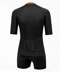 Maillot de cyclisme pour homme, noir, rouge, jaune, design géométrique, manches courtes, respirant, coupe-vent, extensible, fermeture éclair avant, 100% polyester - Product Image 5