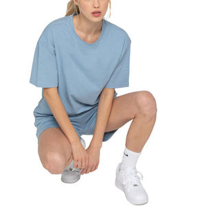 Ensemble T-shirt et short d'été pour femme en gros, 100 % coton, tenue décontractée deux pièces, vêtements personnalisables avec logo - Product Image 3