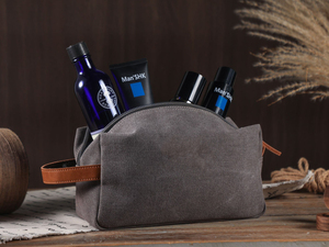 Vintage Canvas Leather Dopp Kit Mens Travel Toiletry Bag Custom Logo Waterproof Shaving Cosmetic Organizer <b>Case</b> LCTB-0010 - Product Image 2
