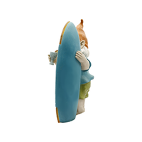 Figurine de gnome de plage sculptée en résine, planche de surf solaire lumineuse 'Bienvenue', décoration de jardin, ornement nautique côtier, vente en gros B2B CN