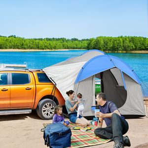 Tenda SUV Impermeabile da 2000mm con 3 Porte e Finestra a Rete, per 5-6 Persone, da Campeggio e Viaggio, in Tela Grigia e Blu, Capacità 2 Persone - Product Image 2
