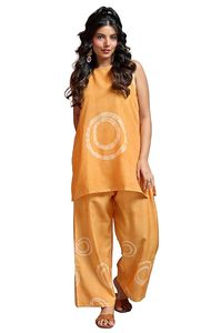 Conjunto de 2 Piezas de Lino Premium para Mujer, Top Corto Tejido con Estampado Digital, Atuendo para Vacaciones de Verano - Product Image 1