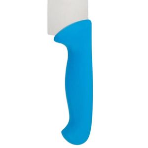 Cuchillos de cocina Blue Grip con hoja plateada de filo recto, mango contorneado y protección para los dedos para cortar verduras y preparar comidas - Product Image 6