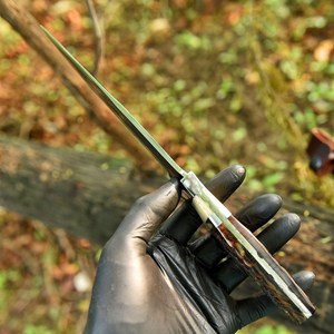 Fixed Blade Hunting <b>Knife</b> Drop Point Carbon Steel Bowie Camping <b>Knife</b> Ram Horn <b>Handle</b> 13 Inch Overall Length Survival <b>Knives</b> OEM - Product Image 5